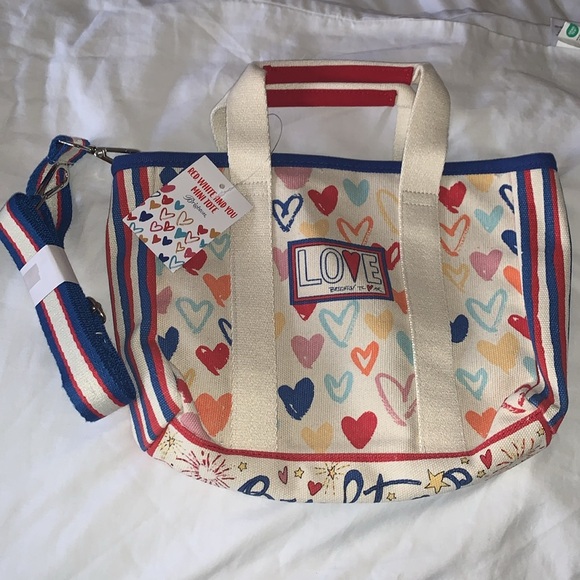 BNWT Brighton Red White & You Mini Canvas Tote - Picture 2 of 10
